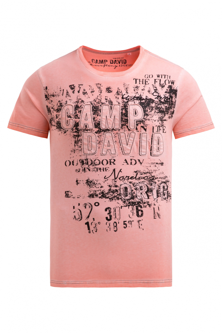 T-Shirt im Used Look mit Logo-Applikationen