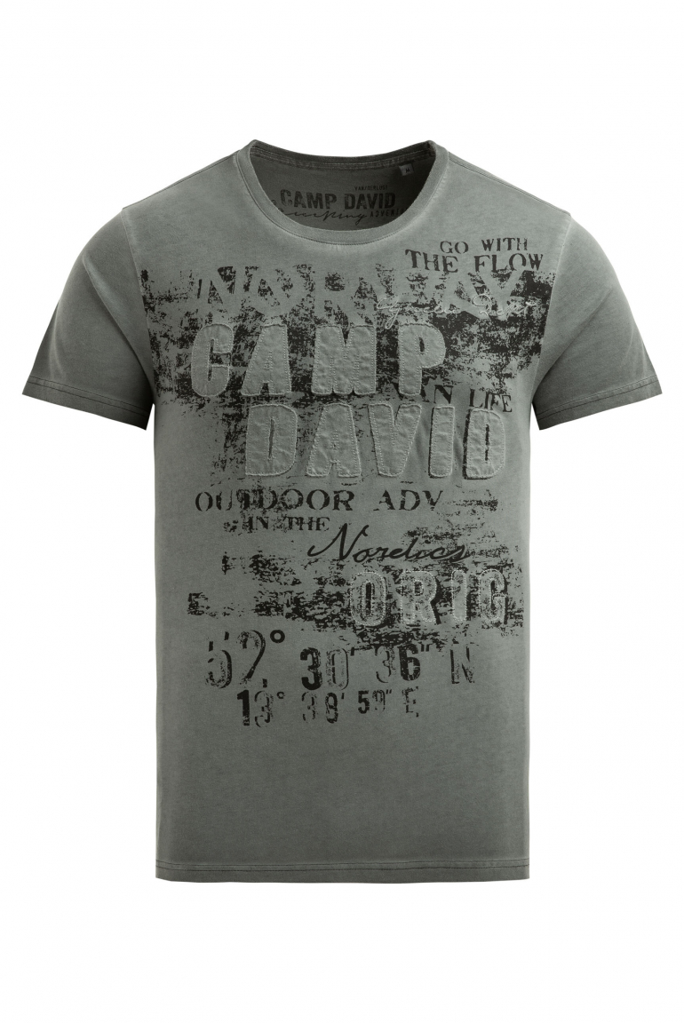 T-Shirt im Used Look mit Logo-Applikationen