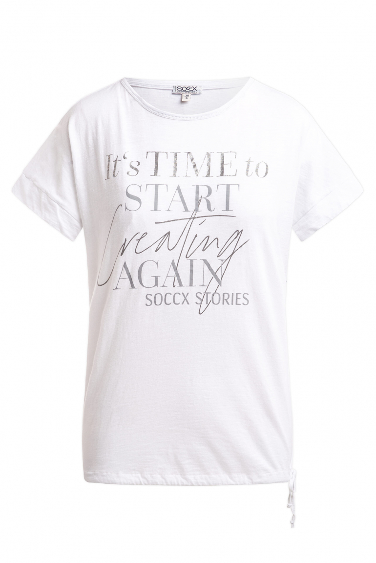 T-Shirt Loose Fit mit Tunnelzugband im Saum opticwhite