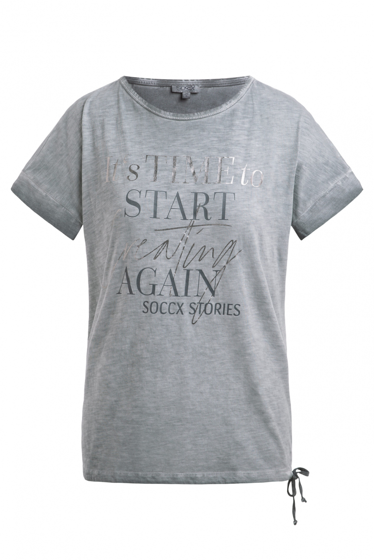 T-Shirt Loose Fit mit Tunnelzugband im Saum lunar grey