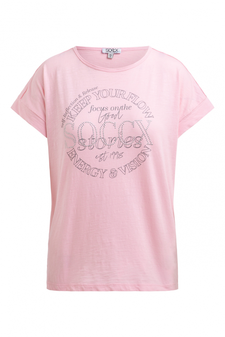 T-Shirt mit Artwork aus Schmucksteinen smooth rose