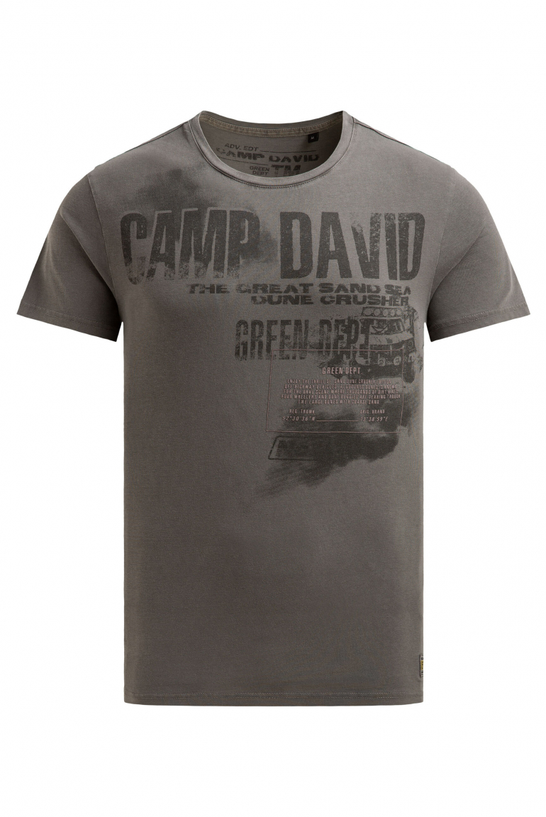 T-Shirt mit Photo- und Rubber-Print dark wood