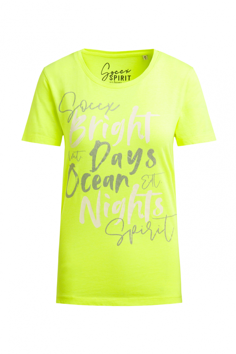 T-Shirt mit Rundhalsausschnitt und Artwork electric lemon