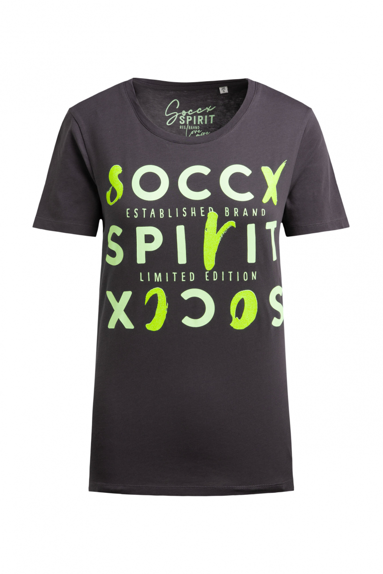 T-Shirt mit Rundhalsausschnitt und Artwork charcoal mist