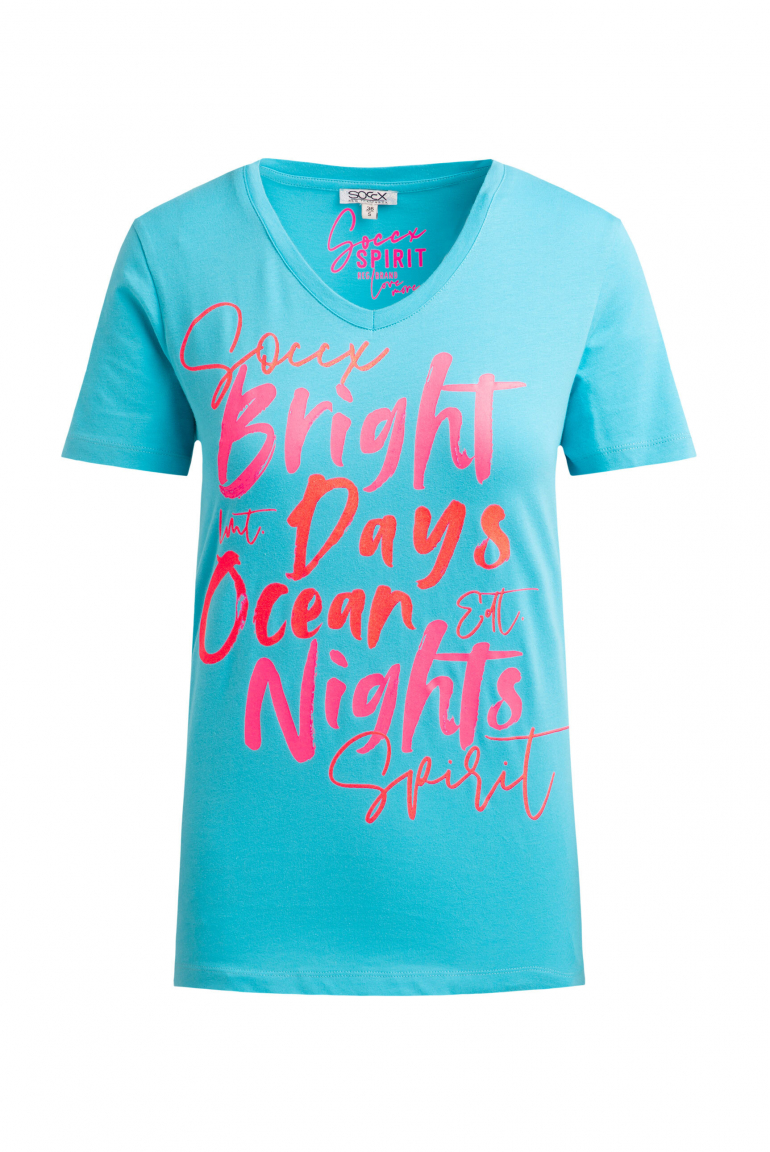 T-Shirt mit V-Ausschnitt und Artwork ocean flash