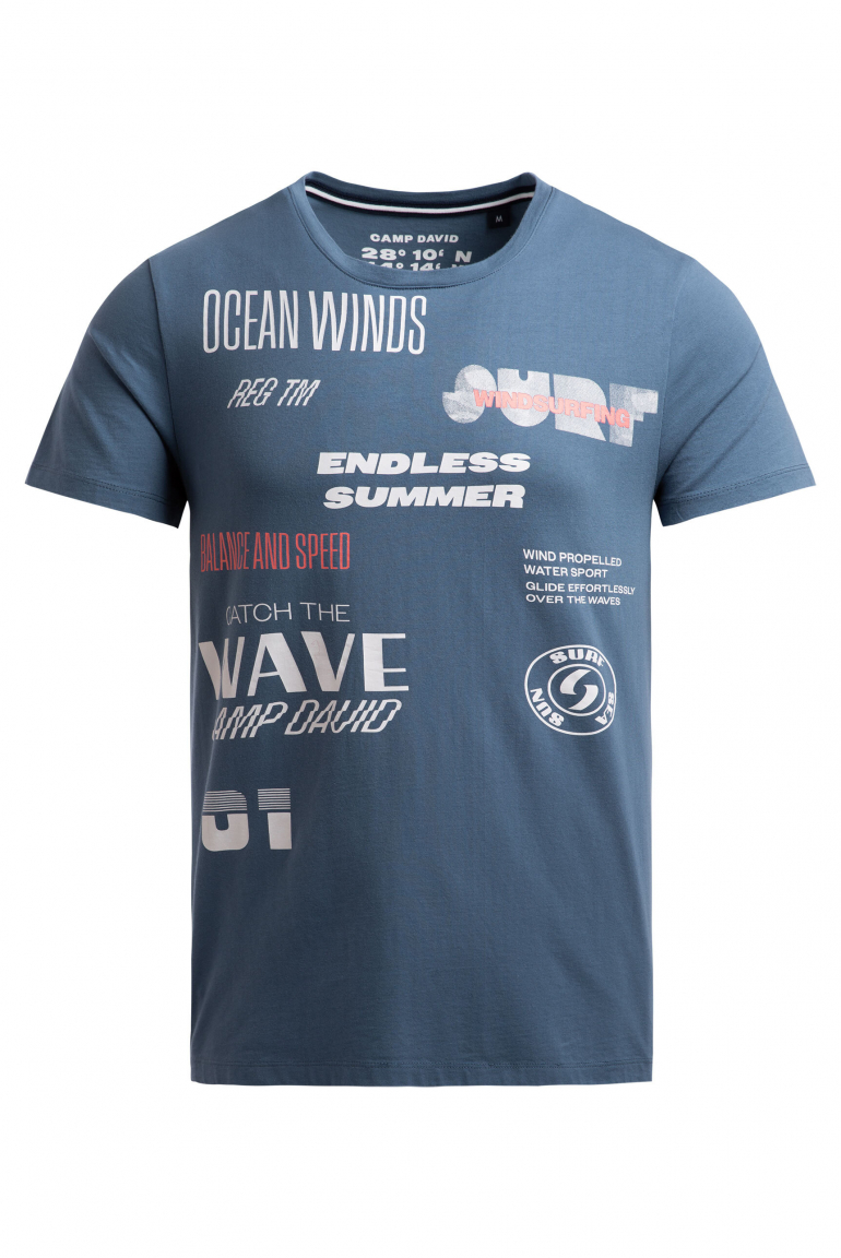 T-Shirt Rundhals mit Artwork harbour blue