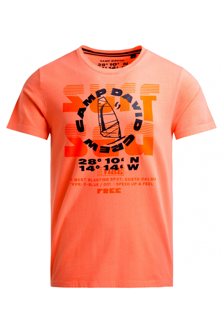 T-Shirt Rundhals mit Artwork neon flame