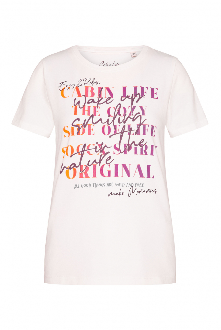 T-Shirt Rundhals mit Colour Gradient Print ivory