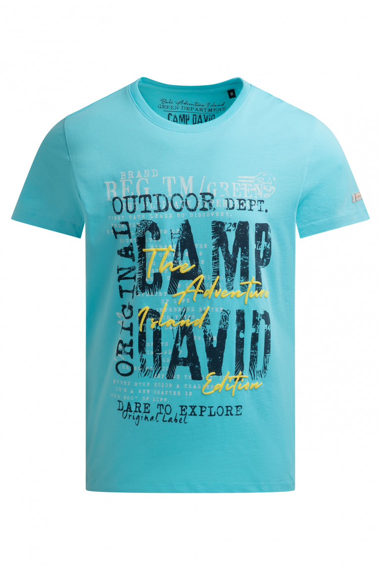 T-Shirt Rundhals mit Logo Prints aqua