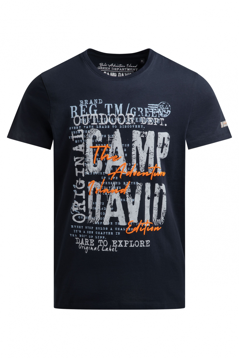 T-Shirt Rundhals mit Logo Prints blue navy
