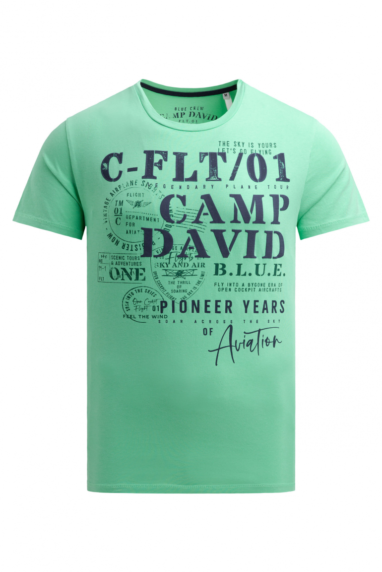 T-Shirt Rundhals mit Puffprint flight green