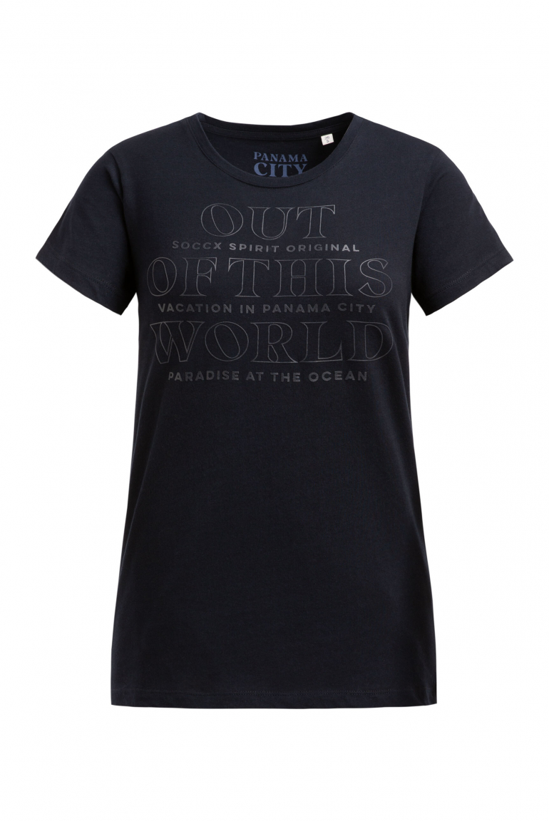 T-Shirt Rundhals mit Rubber Print blue navy
