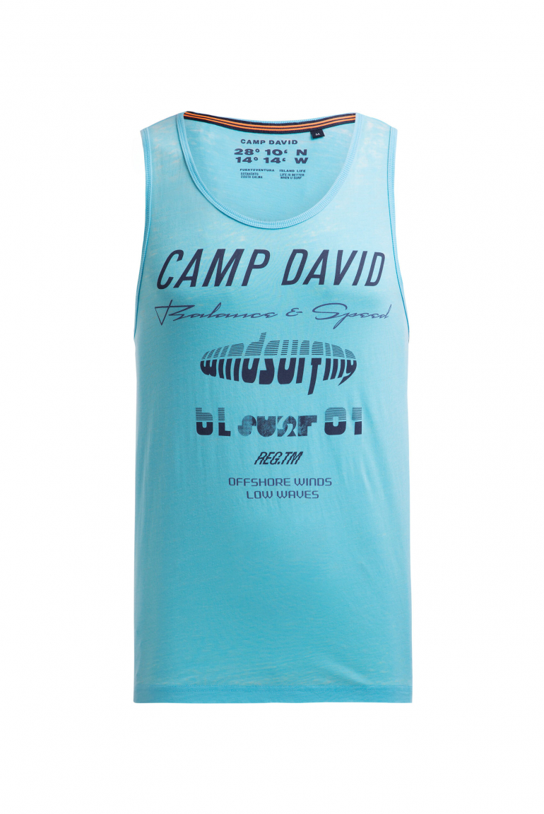 Tanktop mit Ausbrenner-Effekten und Prints aqua