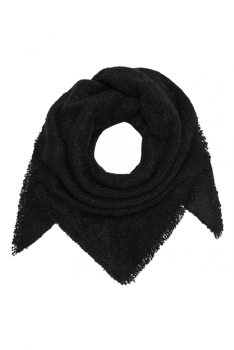 Triangle-Schal aus Bouclégarn black