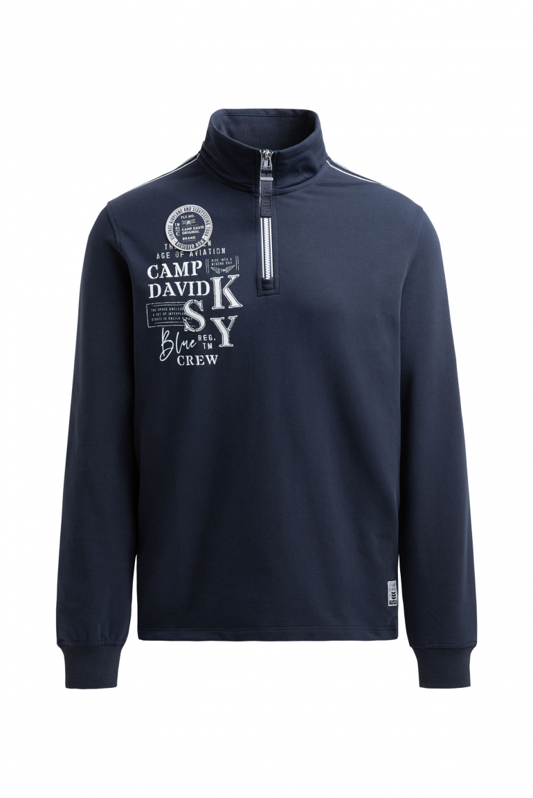 Troyer-Sweatshirt mit Zipper und Artworks blue navy