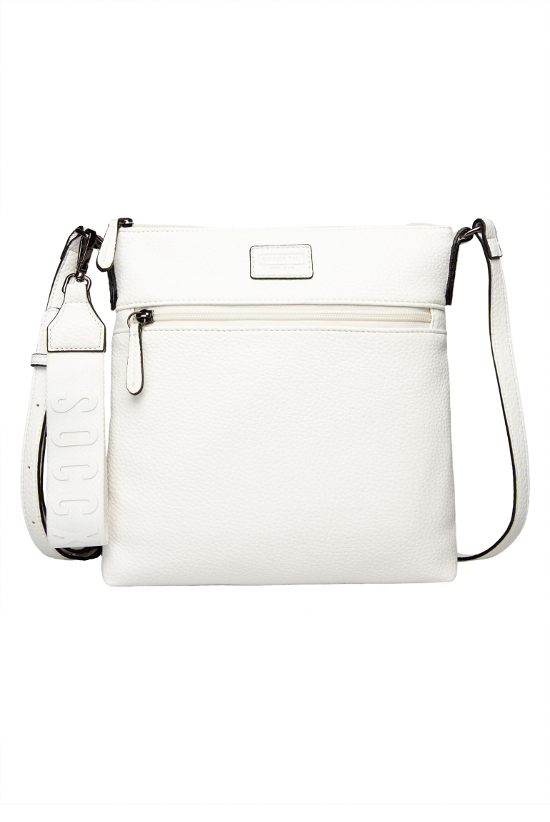 Umhängetasche aus Lederimitat mit Logo-Anhänger white