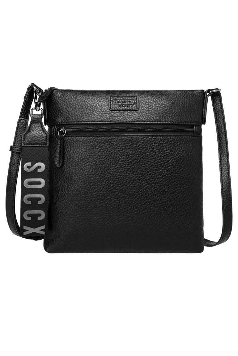 Umhängetasche aus Lederimitat mit Logo-Anhänger black