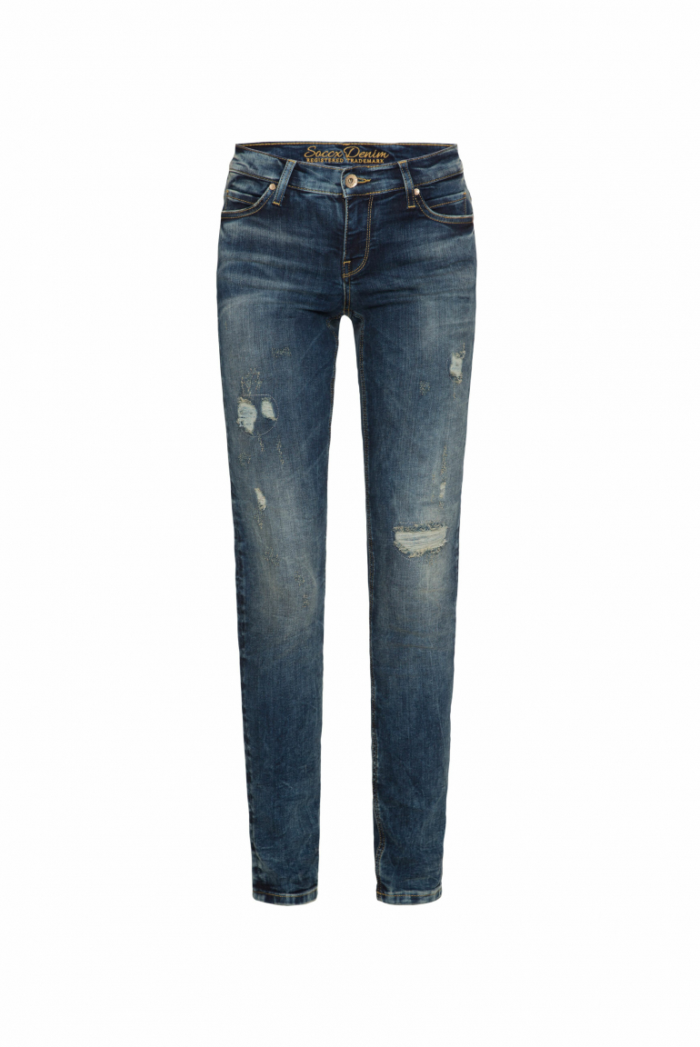 Vintage Jeans HE:DI mit Destroy-Effekten Slim Fit old blue destroy