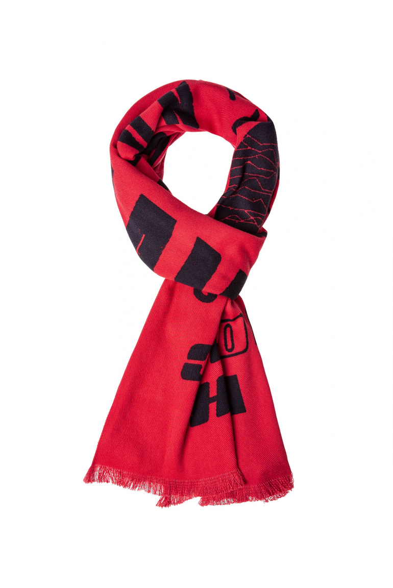 Webschal mit Logo Print und Fransen royal red