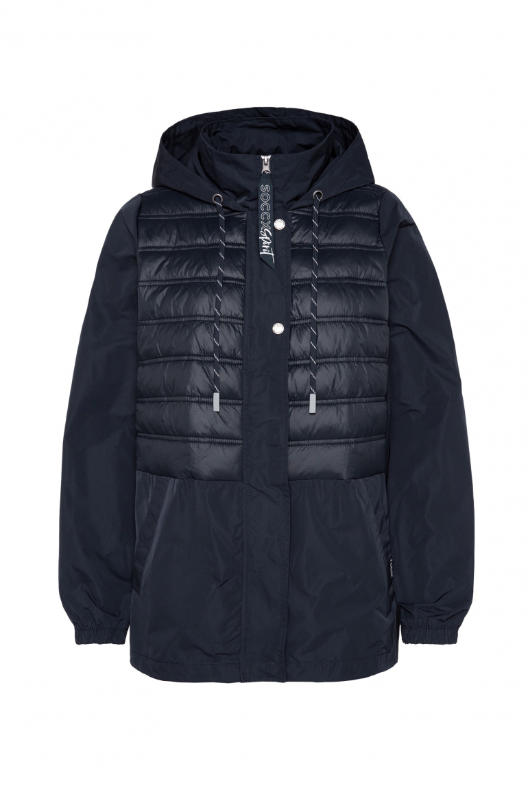 Windjacke mit Kapuze im Materialmix blue navy