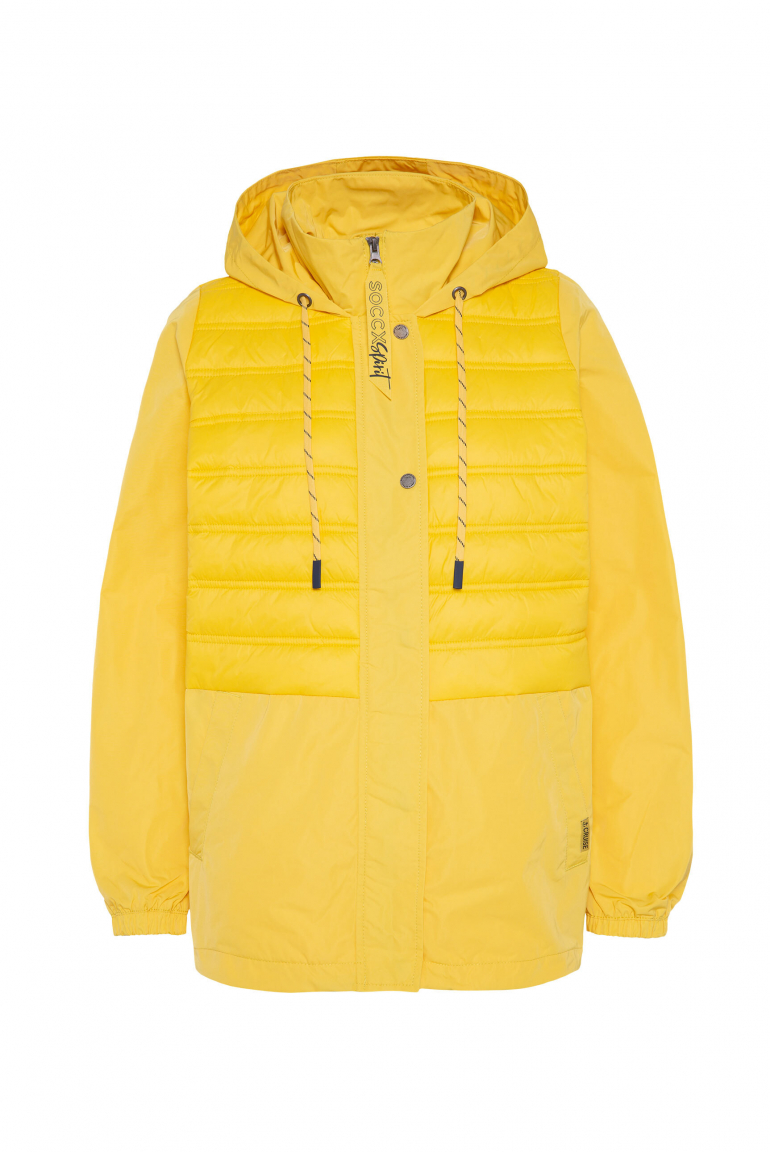 Windjacke mit Kapuze im Materialmix golden honey