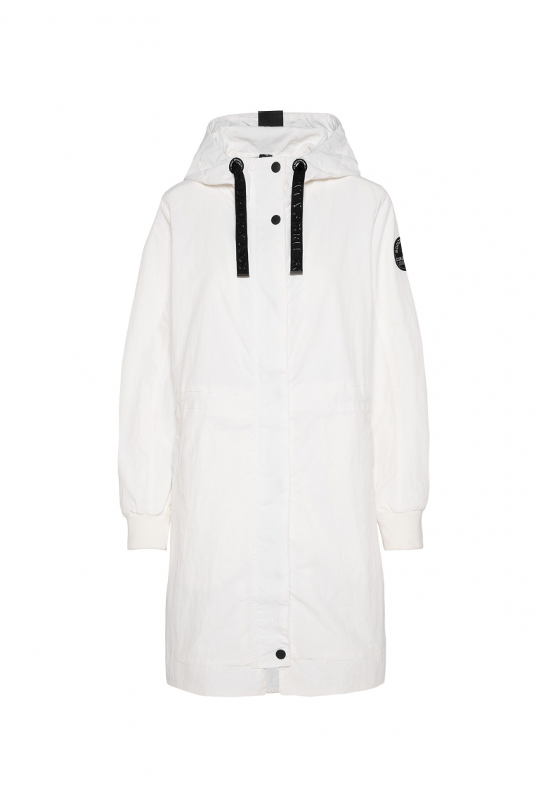 Windparka mit Kapuze und Logo-Details ivory