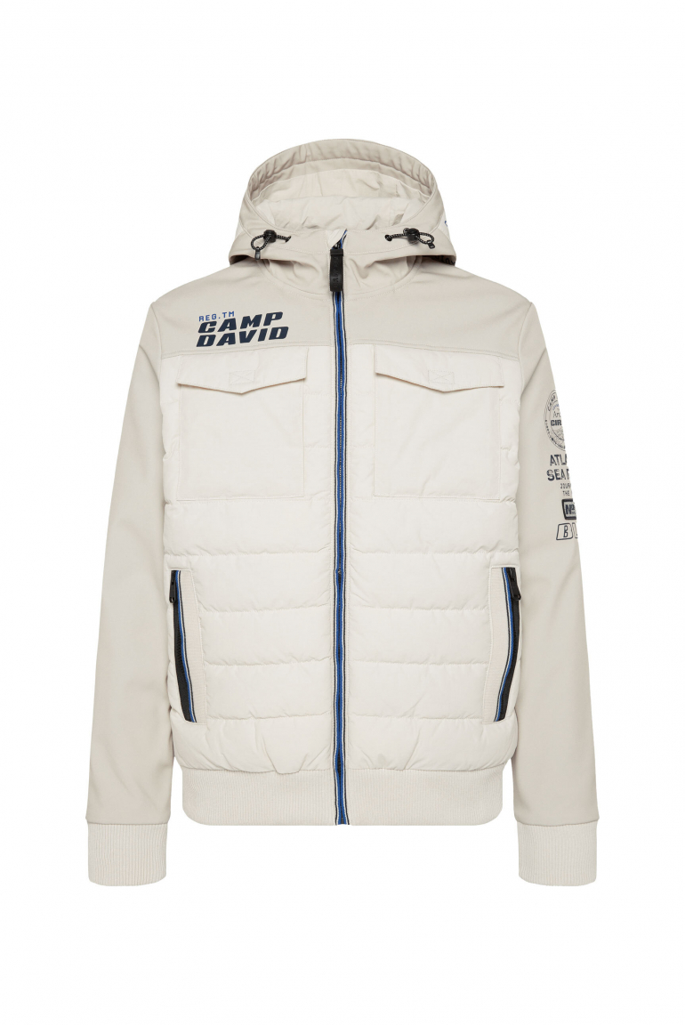 Winter-Blouson im Materialmix mit Rücken-Print light sand