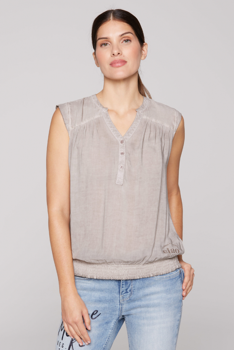 Ärmellose Bluse mit Rücken-Artwork