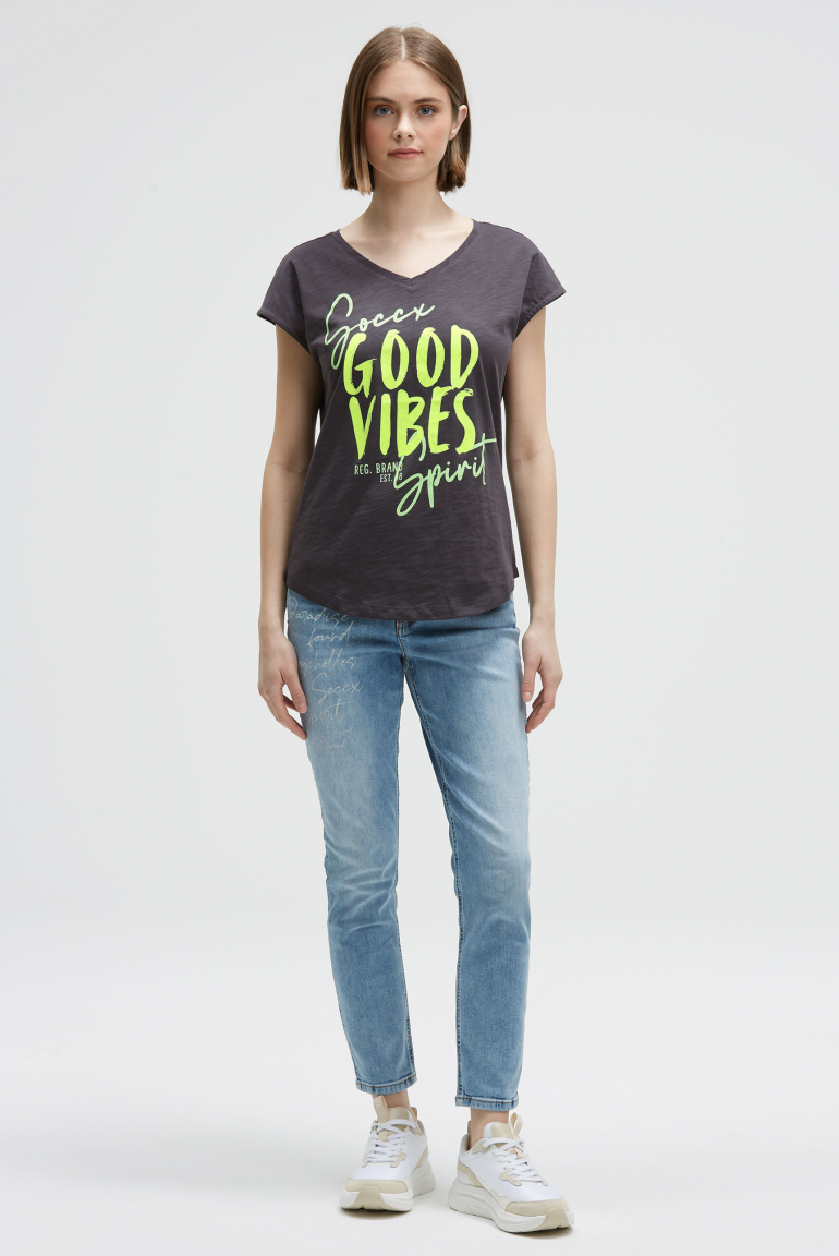 Ärmelloses Shirt mit V-Ausschnitt und Prints