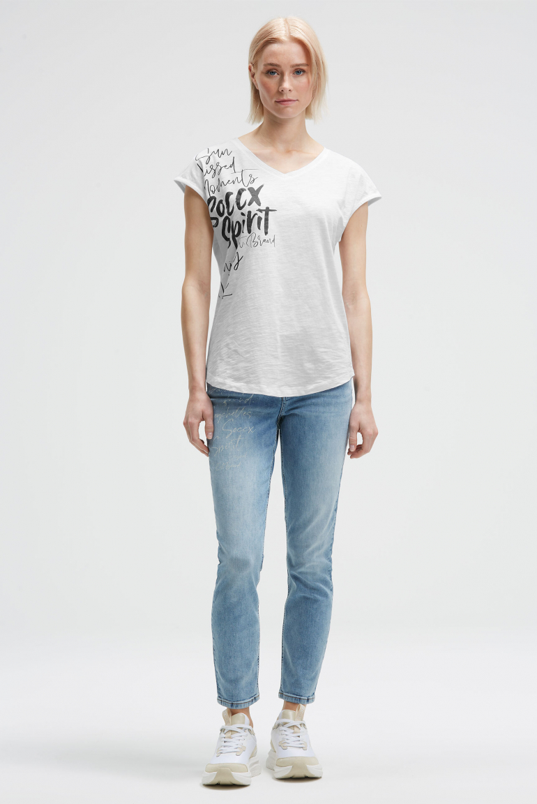 Ärmelloses Shirt mit V-Ausschnitt und Prints