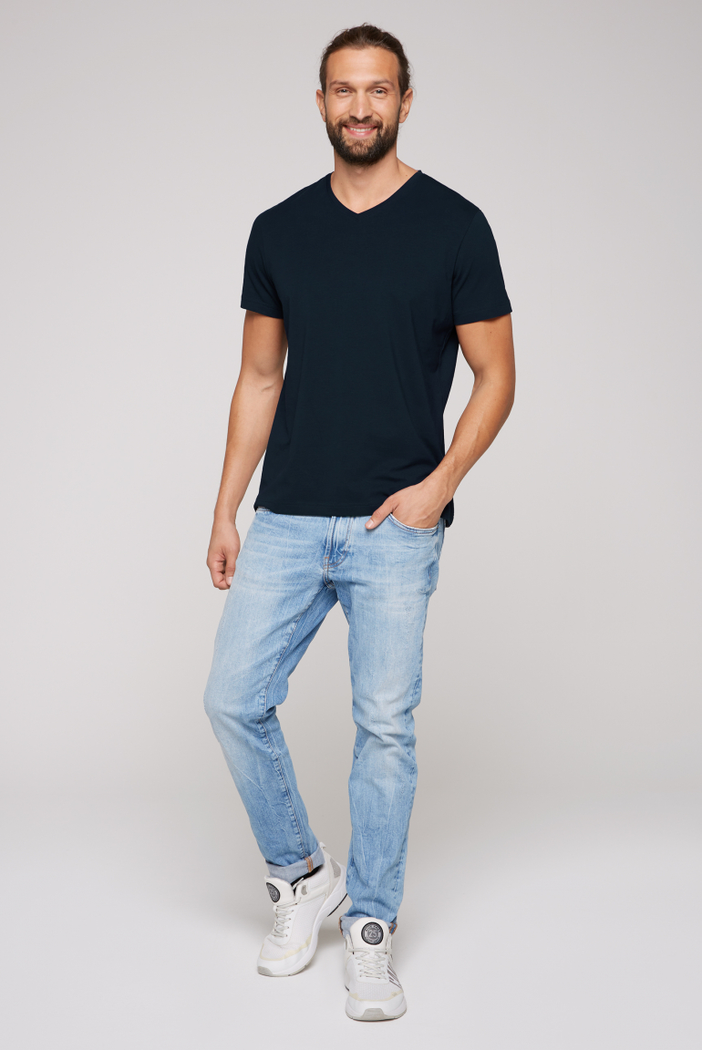 Basic T-Shirt mit V-Neck, Doppelpack