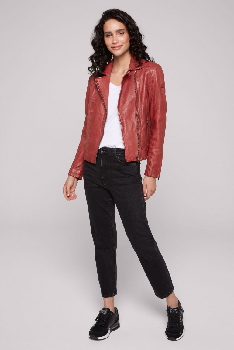 Bikerjacke aus Leder im Vintage Look