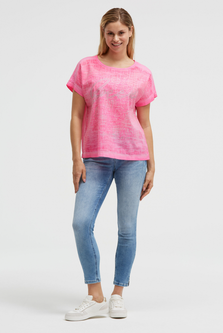 Blusenshirt im Stoffmix mit Artwork