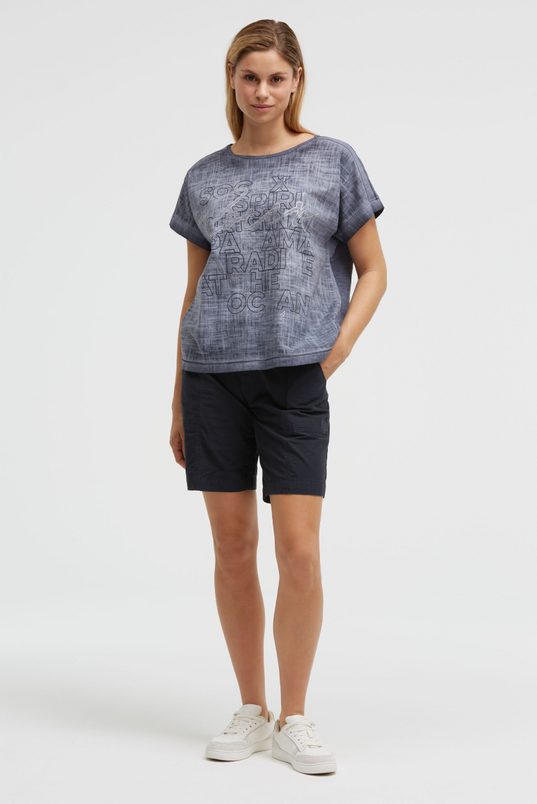 Blusenshirt im Stoffmix mit Artwork
