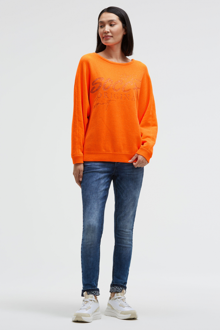 Chenille-Pullover mit Glitter Print