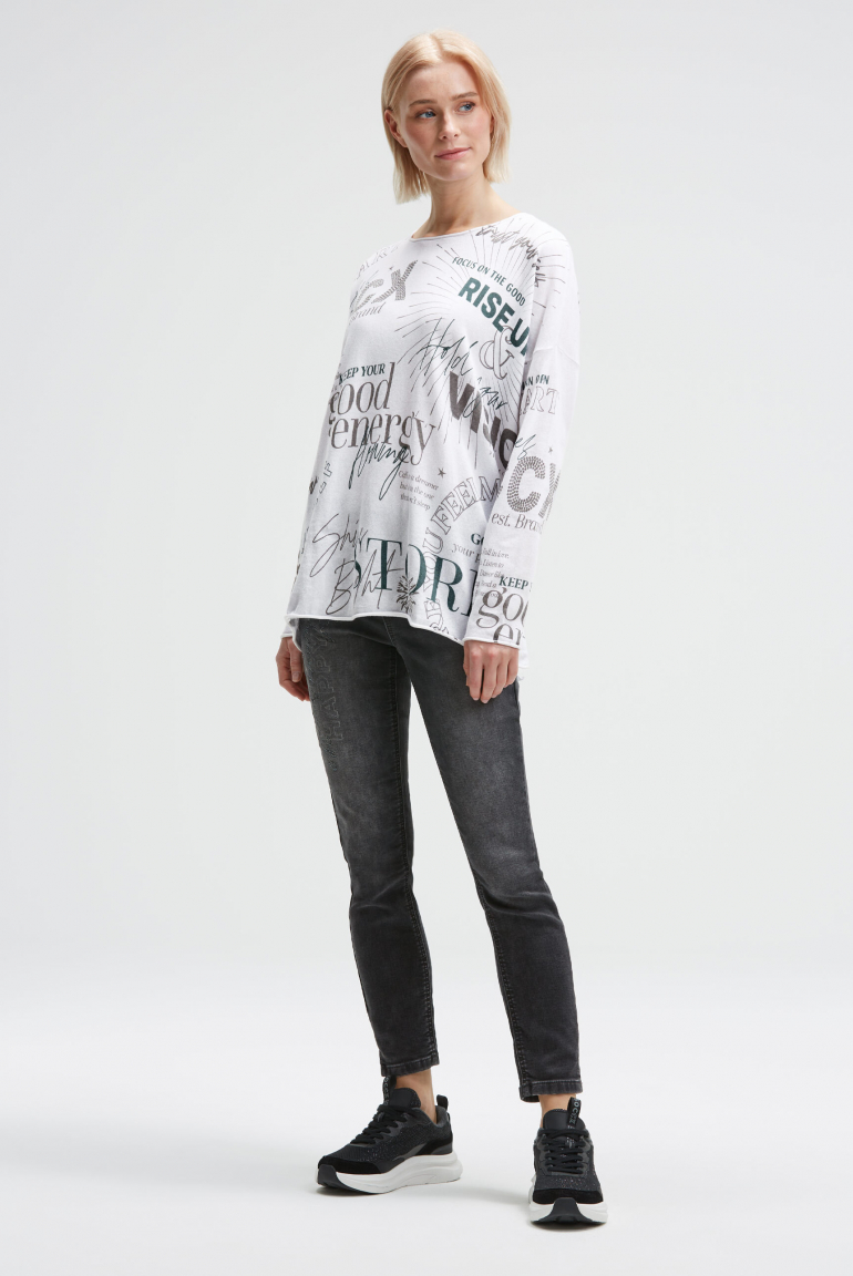 Feinstrickpullover mit All Over Print