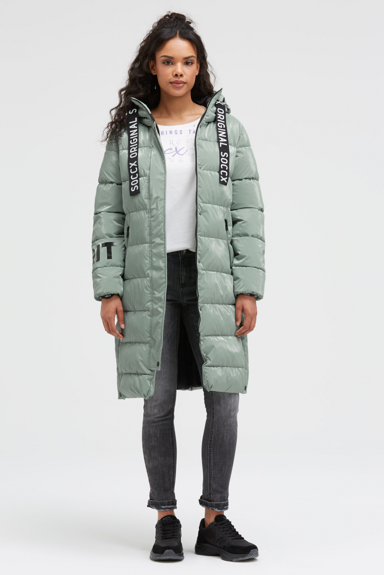 Glänzender Stepp-Parka mit Logo Artworks