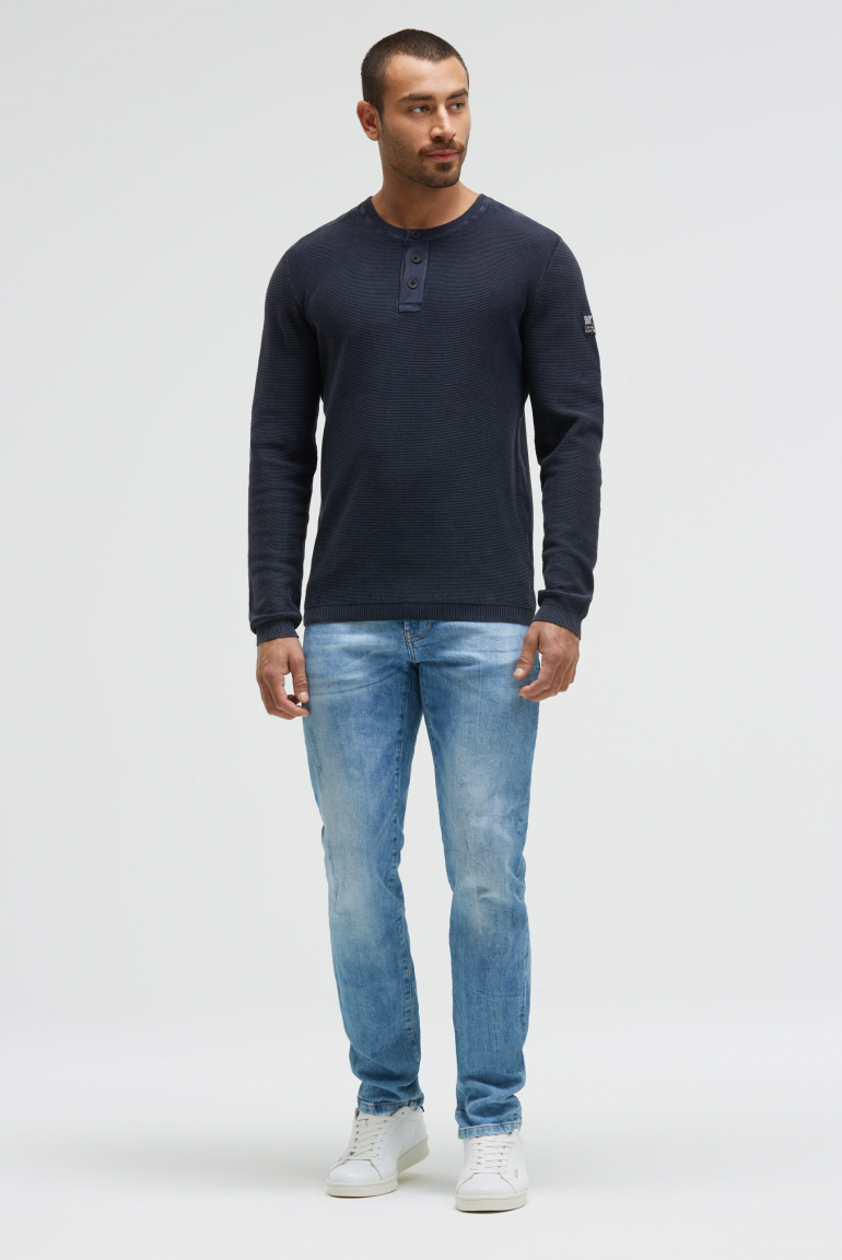 Henley-Pullover Stone Washed