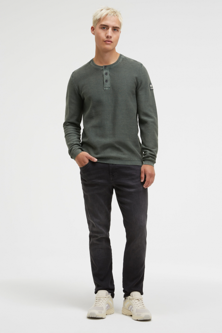 Henley-Pullover Stone Washed