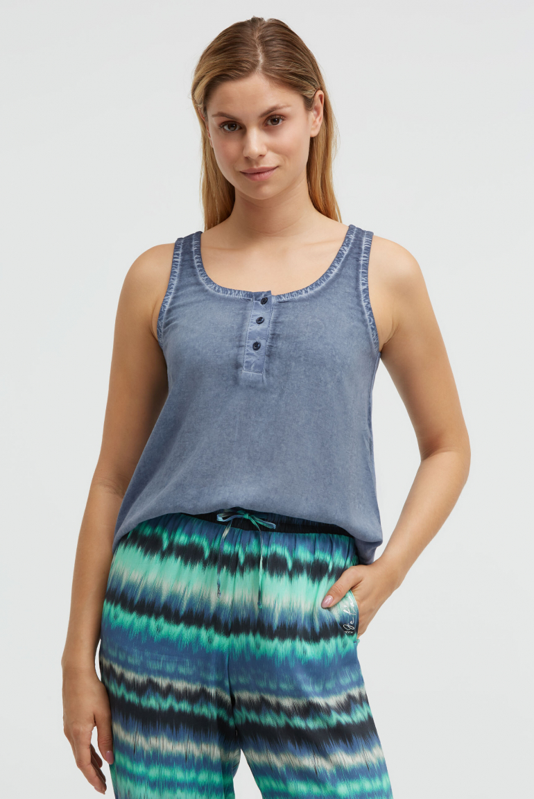 Henley-Top Oil Dyed mit Rückenprint