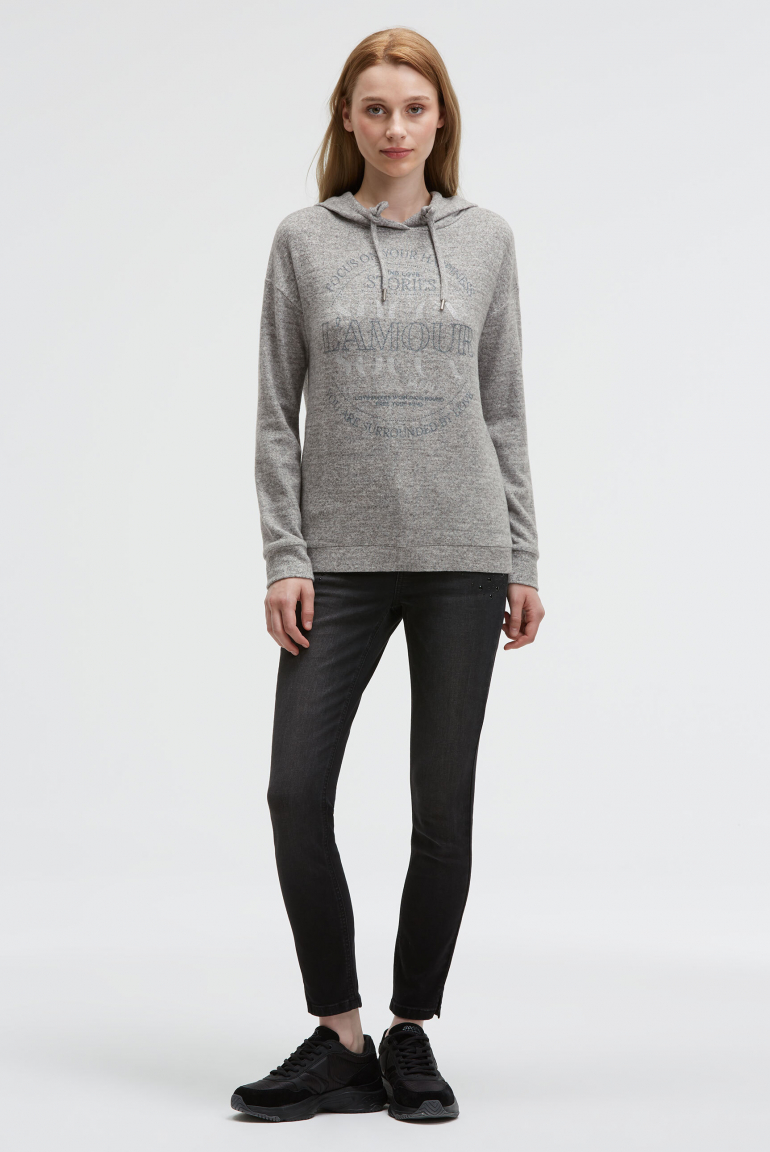 Hoodie aus Flauschstrick mit Glitzer-Print