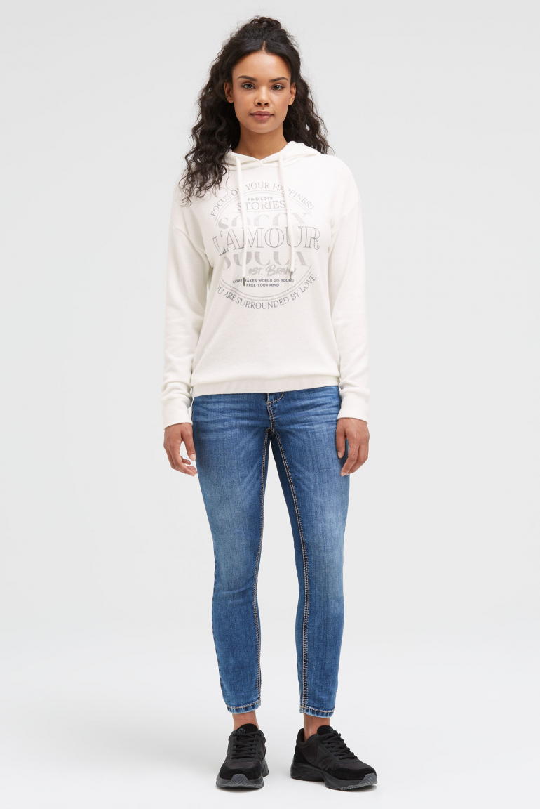 Hoodie aus Flauschstrick mit Glitzer-Print