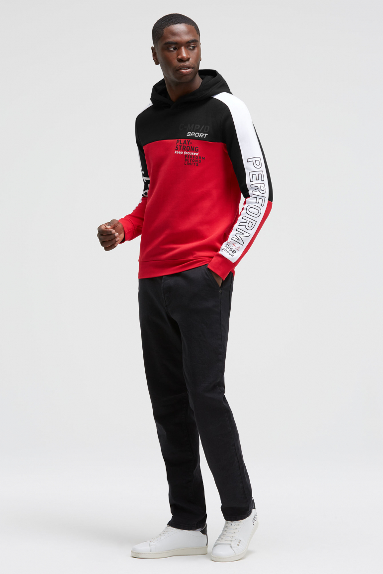 Hoodie aus Interlock mit Colour-Blocking