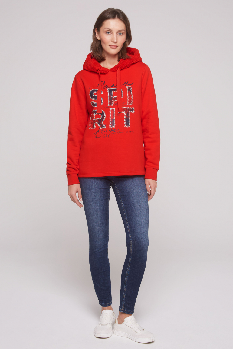 Hoodie mit Kapuze im Sherpa-Look und Artwork
