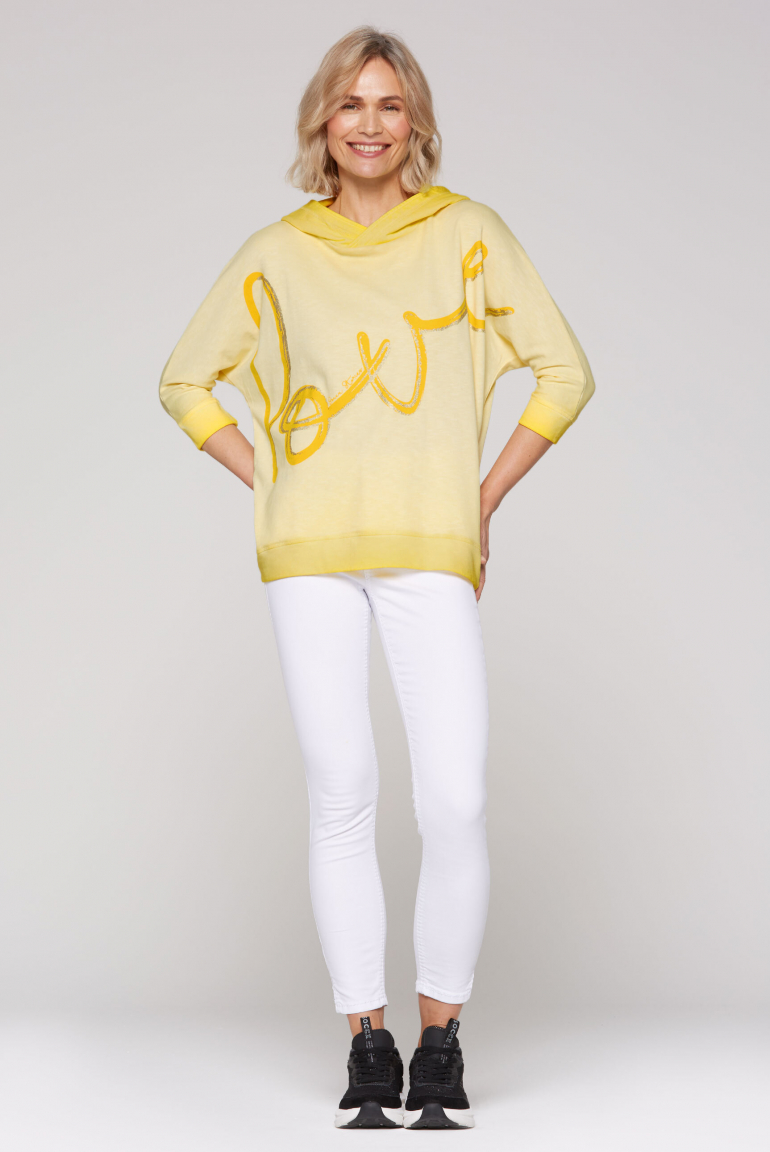 Hoodie mit kurzen Fledermausärmeln und Folienprint