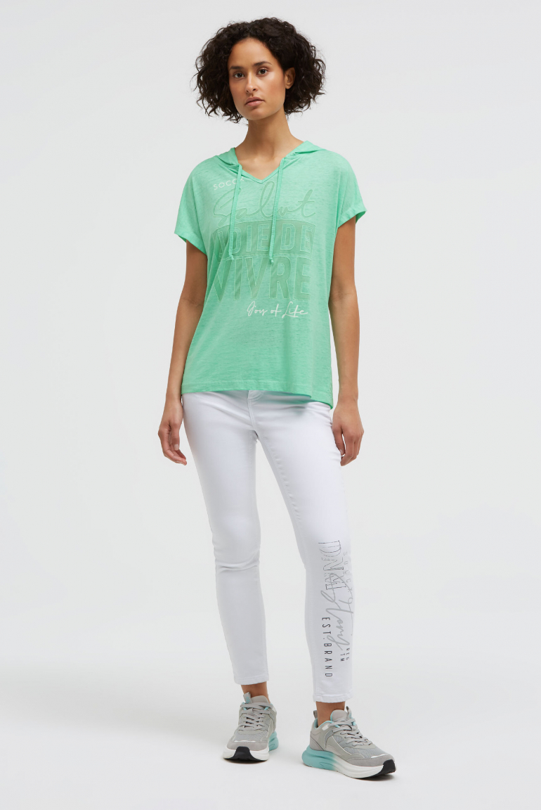 Hoodie-Top mit Ausbrenner-Effekten und Print