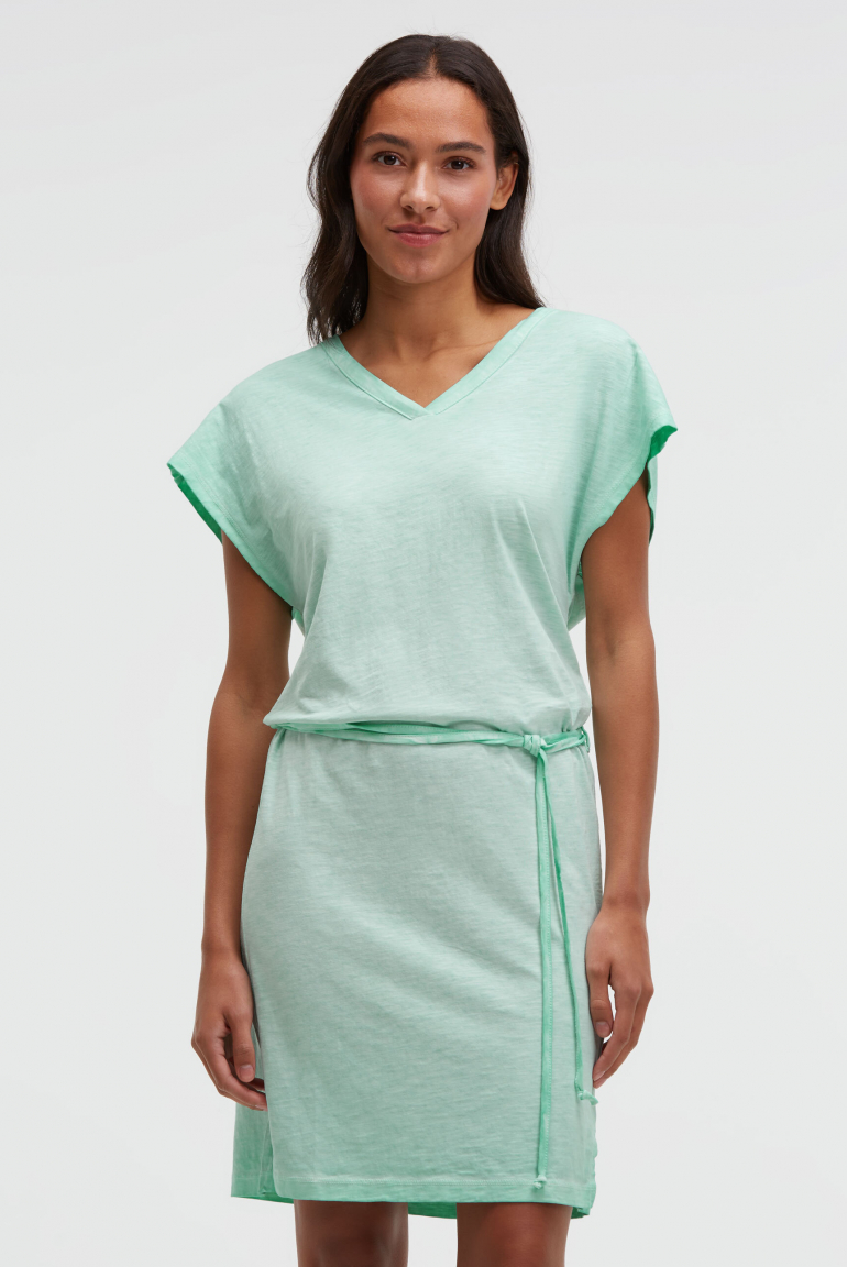 Jerseykleid mit V-Neck und Rückenprint