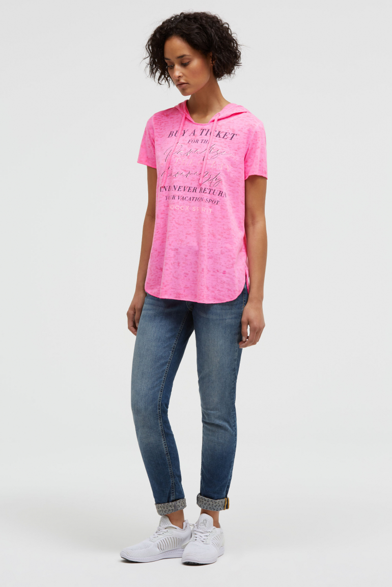 Kapuzenshirt mit Ausbrenner-Effekten und Artwork