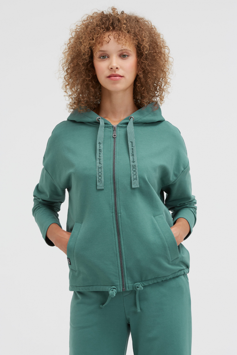 Kapuzensweatjacke mit Rücken-Print
