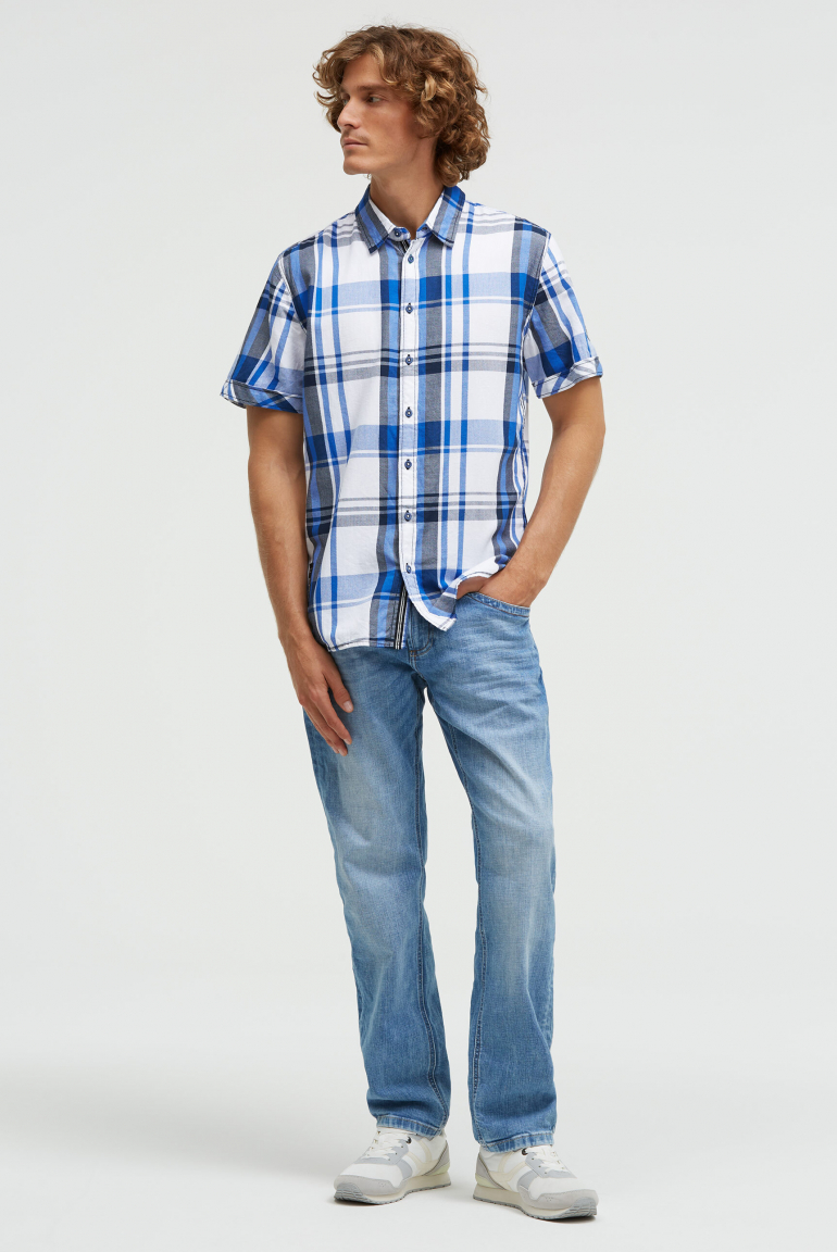 Karohemd Kurzarm mit Dobby-Struktur